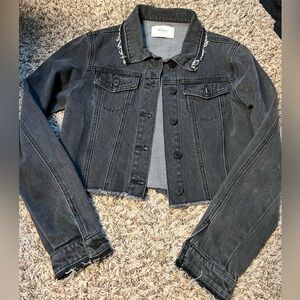 Kancan Cropped Distressed Denim Jacket